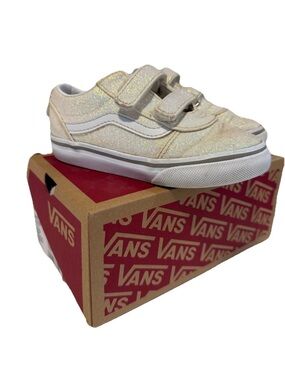 Vans Kids Glitter Old Skool Velcro Sneakers - Cream/White